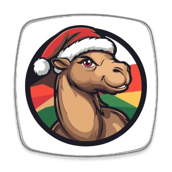 Kamel mit Weihnachtsmütze - Viereckiger Kühlschrankmagnet - Weiß - Vorne