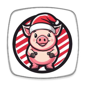 Santa piggy in candy cane look - Square fridge magnet - white - Front