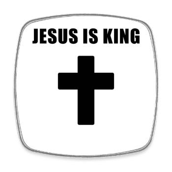 Jesus Is King Minimal Cross Design - Viereckiger Kühlschrankmagnet - Weiß - Vorne