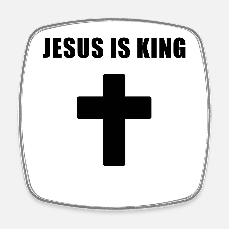 Jesus Is King Minimal Cross Design - Viereckiger Kühlschrankmagnet - Weiß