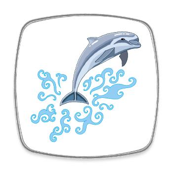 Le saut du dauphin - Magnet carré - blanc - Devant