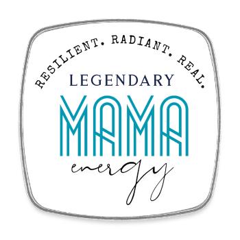 Legendary Mama Neon Wordmark - Square fridge magnet - white - Front
