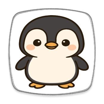 Kawaii Pinguin Charm - Viereckiger Kühlschrankmagnet - Weiß - Vorne