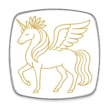 Elegant Gold Line Pegasus Unicorn Fantasy Art - Square fridge magnet - white - Front