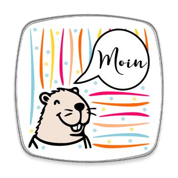 Northern Germany Moin Capybara - Square fridge magnet - white - Front