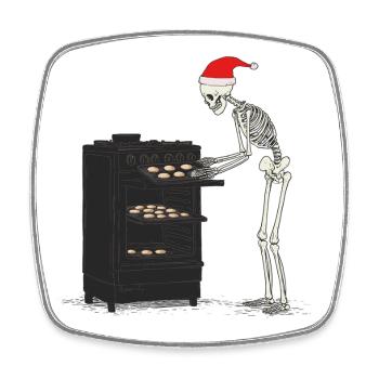 Skelett backt Cookies - Viereckiger Kühlschrankmagnet - Weiß - Vorne