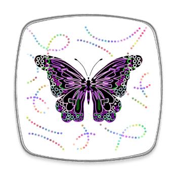 Schmetterling - Viereckiger Kühlschrankmagnet - Weiß - Vorne
