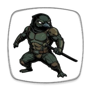 Ninja Pingouin Féroce - Magnet carré - blanc - Devant