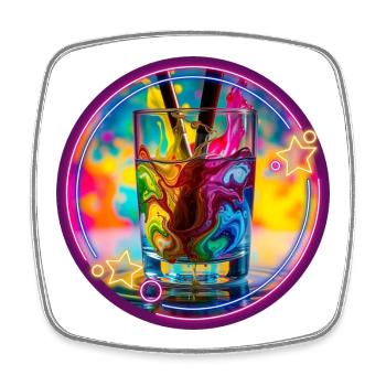 Farbiges Neon-Psyedelisches Glas - Viereckiger Kühlschrankmagnet - Weiß - Vorne