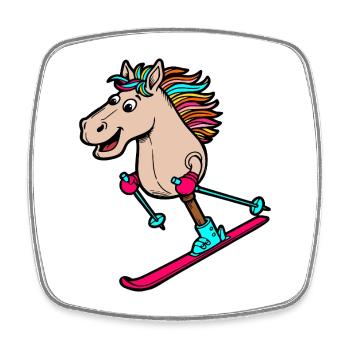 Hobby-Horsing-Ski - Viereckiger Kühlschrankmagnet - Weiß - Vorne