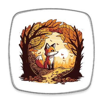 Herbstfuchs im Waldbogen - Viereckiger Kühlschrankmagnet - Weiß - Vorne