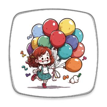 Filles du défilé de montgolfières - Magnet carré - blanc - Devant