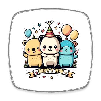 Bärchen Trio Party - Square fridge magnet - white - Front