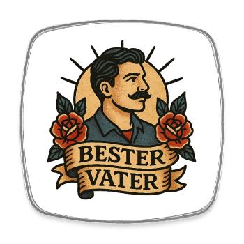 Bester Vater Retro Tattoo - Viereckiger Kühlschrankmagnet - Weiß - Vorne