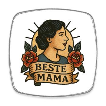 Beste Mama Vintage Tattoo Rosen - Viereckiger Kühlschrankmagnet - Weiß - Vorne