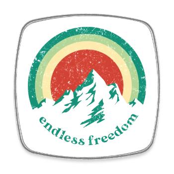 Endless Freedom Mountain Rainbow in retro design - Square fridge magnet - white - Front