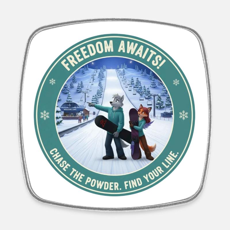 Fursona Snowboard - Square fridge magnet - white
