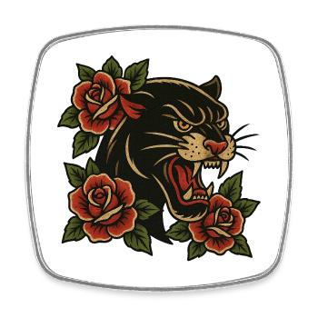 Tiger with roses - Square fridge magnet - white - Front