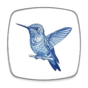 Geometric hummingbird on branch - Square fridge magnet - white - Front