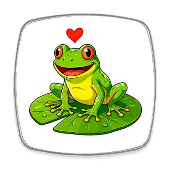Frosch mit Herz auf Seerose. - Viereckiger Kühlschrankmagnet - Weiß - Vorne