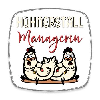 Christmas Chickens Chicken Coop Manager - Square fridge magnet - white - Front