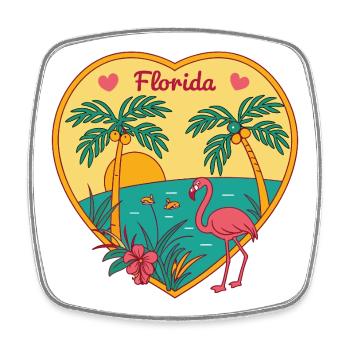 Cœur de flamant rose de Floride - Magnet carré - blanc - Devant