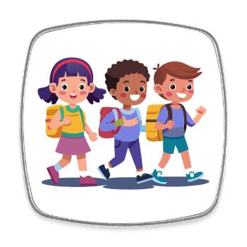 Aventure de promenade des enfants à l’école - Magnet carré - blanc - Devant