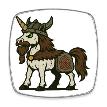 Licorne guerrière viking avec barbe et marque nordique - Magnet carré - blanc - Devant