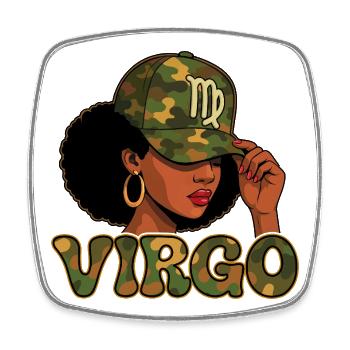 Jungfrau-Königin – Camo Afro-Mädchen Göttlicher Orden - Viereckiger Kühlschrankmagnet - Weiß - Vorne