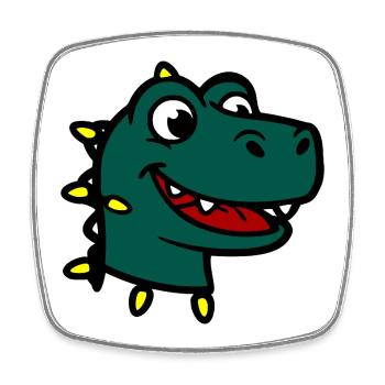 Smiling Dinosaur Christmas Lights - Square fridge magnet - white - Front