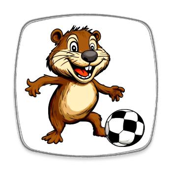 Biber Fussball - Viereckiger Kühlschrankmagnet - Weiß - Vorne