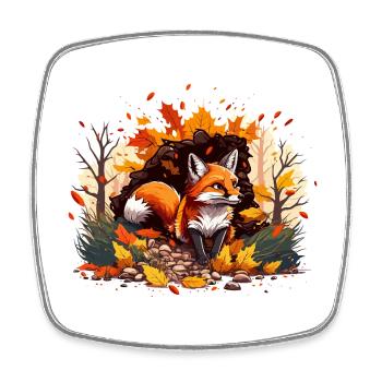 Fuchs im Herbstlaub - Viereckiger Kühlschrankmagnet - Weiß - Vorne