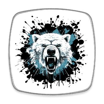 Eisbär im Splatter-Style - Viereckiger Kühlschrankmagnet - Weiß - Vorne