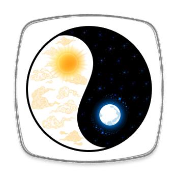 yin yang - Magnet carré - blanc - Devant
