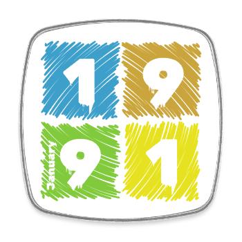 35. Écussons de Farbige du Geburtstag depuis 01/1991 - Magnet carré - blanc - Devant