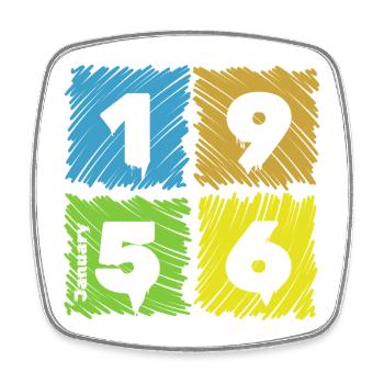 Patches colorées pour le 70e anniversaire depuis 01/1956 - Magnet carré - blanc - Devant