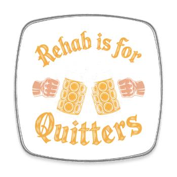Reha ist für Aufsteiger - Cool Beer Logo - Viereckiger Kühlschrankmagnet - Weiß - Vorne