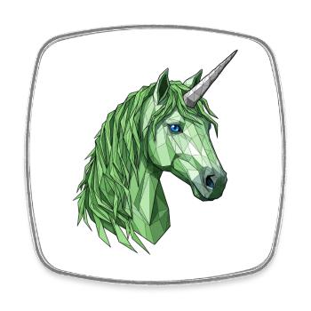 Green polygon unicorn - Square fridge magnet - white - Front