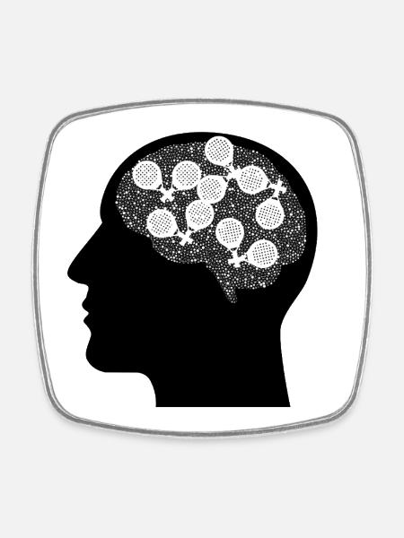 Padel in my mind - Square fridge magnet - white