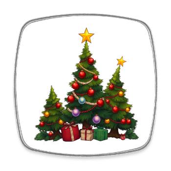 Festive fir trees with gifts - Square fridge magnet - white - Front