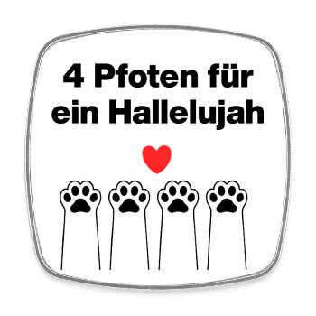 4 Pfoten für ein Hallelujah – Catlover, Katzliebe - Viereckiger Kühlschrankmagnet - Weiß - Vorne