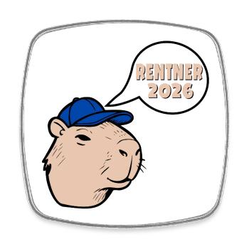 Rentner Rente 2026 Capybara - Viereckiger Kühlschrankmagnet - Weiß - Vorne