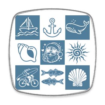 Marine Skizzen Nautische Collage - Viereckiger Kühlschrankmagnet - Weiß - Vorne