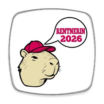 Rentnerin 2026 Rente Capybara - Viereckiger Kühlschrankmagnet - Weiß - Vorne