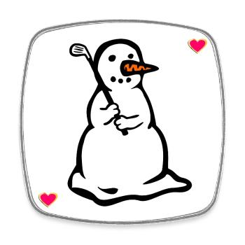 Winter Golfen Kinder Golfspieler Schneemann - Viereckiger Kühlschrankmagnet - Weiß - Vorne