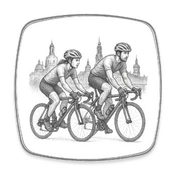 Rennradfahrer Skizze in der Stadt - Viereckiger Kühlschrankmagnet - Weiß - Vorne