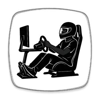 Simracer Fahrer Silhouette Gaming - Viereckiger Kühlschrankmagnet - Weiß - Vorne