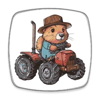 Éleveur de tracteurs de castor - Magnet carré - blanc - Devant