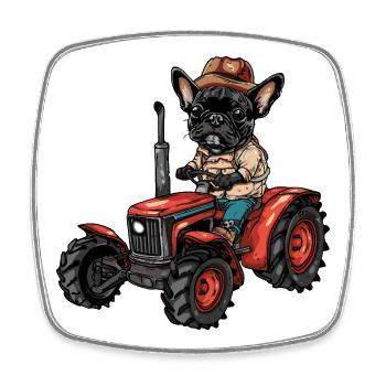 Éleveur français de tracteurs pour chiens Buldog - Magnet carré - blanc - Devant