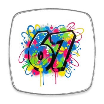 6 7 Cartoon Number Memes – Colorful Splash Design - Square fridge magnet - white - Front